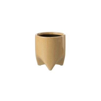 Vaso di fiori in ceramica beige 12,5x12,5x14 cm
