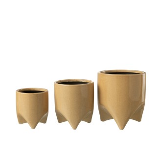 Cache-pot en céramique beige 12.5x12.5x14 cm