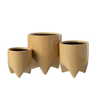 Cache-pot en céramique beige 12.5x12.5x14 cm