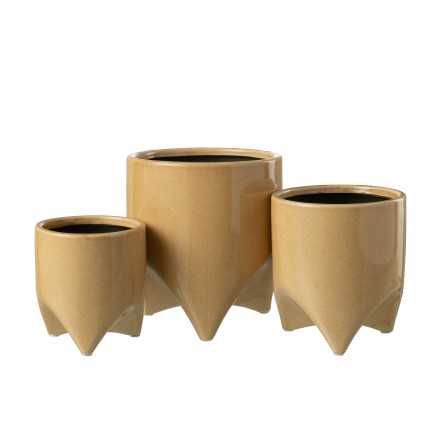 Vaso di fiori in ceramica beige 18x18x20,5 cm