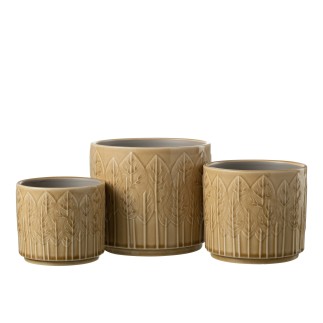 Cache-pot en céramique beige 17x17x15 cm