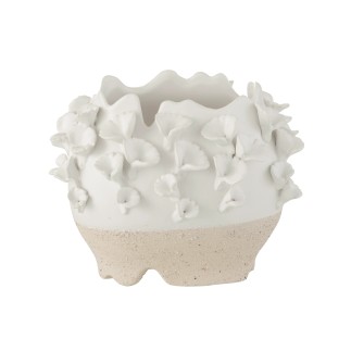 Vaso di fiori anemoni in ceramica bianca 25x17x21 cm