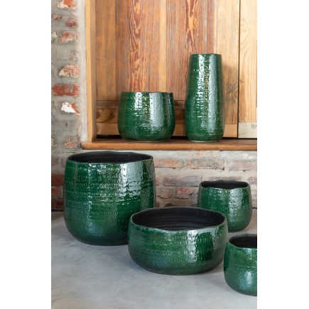 Cache-pot en céramique vert 16.5x16.5x14 cm