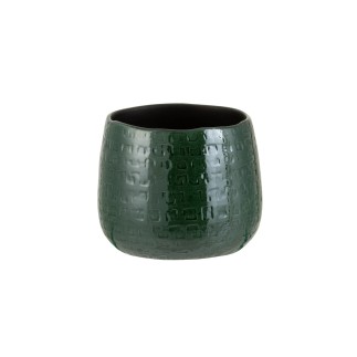 Macetero de cerámica verde de 16.5x16.5x14 cm