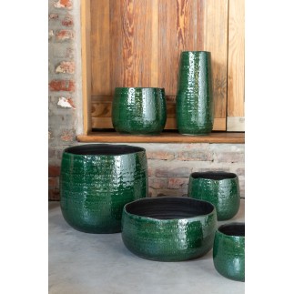 Vaso di fiori in ceramica verde 18x18x18,5 cm
