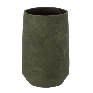 Vaso di fiori grezza in ceramica verde kaki 25x20 cm