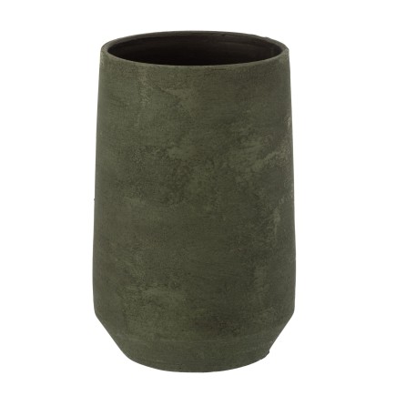 Vaso di fiori grezza in ceramica verde kaki 25x20 cm