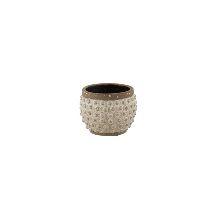 Macetero rugoso de cerámica blanca de 16x16x13 cm