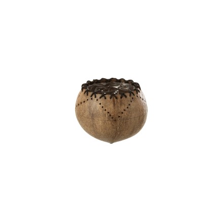 Vaso da fiori in plastica marrone in cocco 14x14x10cm