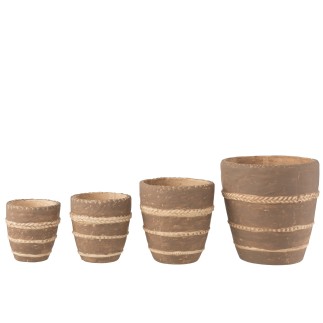 Macetero trenzado de cerámica marrón 13x13x13,5cm