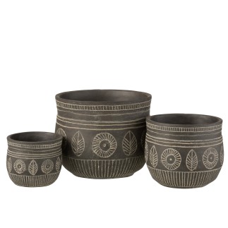 Cache-pot en céramique gris 13x13x11 cm