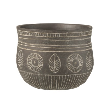 Vaso di fiori in ceramica grigia 13x13x11 cm