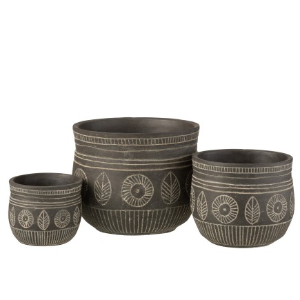 Vaso di fiori in ceramica grigia 23,5x23,5x19 cm