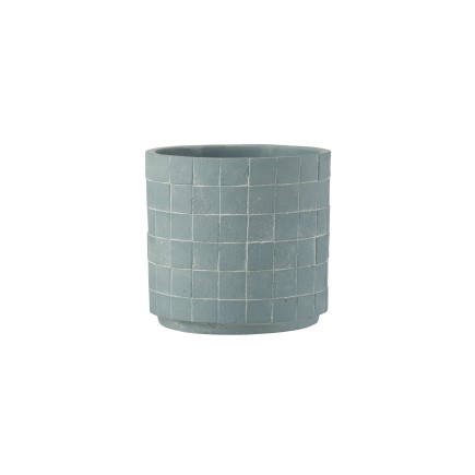 Vaso di fiori rotonda in ceramica blu 12,5x12,5x11,5 cm