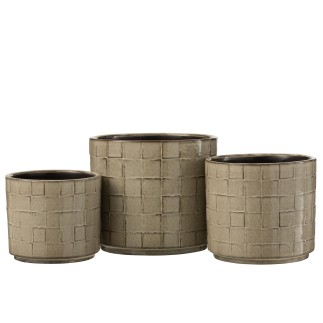 Cache-pot rond en céramique gris 14x14x12.5 cm