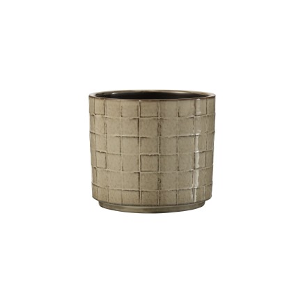 Vaso di fiori rotonda in ceramica grigia 14x14x12,5 cm