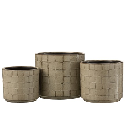 Vaso di fiori in ceramica grigia 16,5x16,5x15 cm