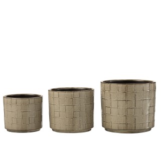 Cache-pot en céramique gris 16.5x16.5x15 cm