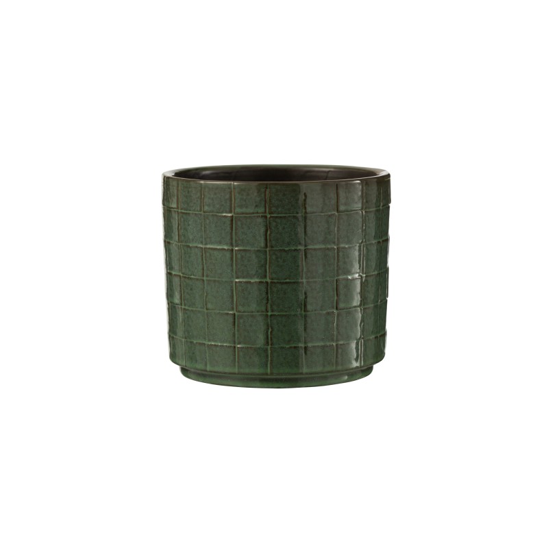 Cache-pot rond en céramique vert 12x12x10.5 cm Cache-pot rond en céramique vert 12x12x10.5 cm