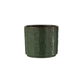 Vaso di fiori rotonda in ceramica verde 14x14x13 cm