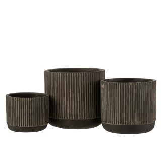 Cache-pot rond en céramique noir 11x11x9 cm