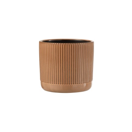 Vaso di fiori rotonda in ceramica arancione 12x12x11cm