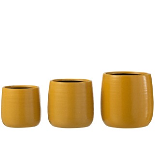 Vaso di fiori rotonda in ceramica ocra 14x14x14 cm