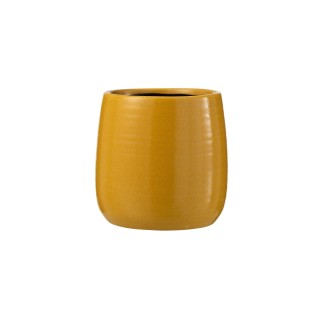 Vaso di fiori rotonda in ceramica ocra 14x14x14 cm