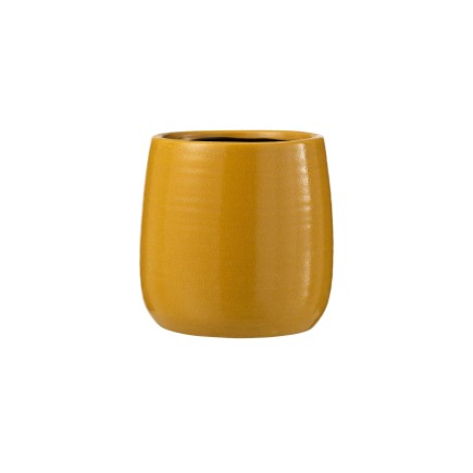 Vaso di fiori rotonda in ceramica ocra 14x14x14 cm