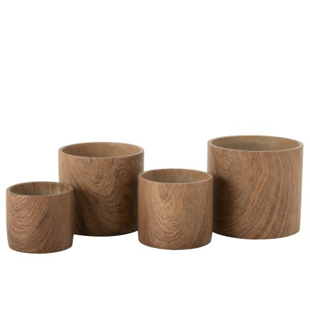 Cache-pot en céramique beige 21.5x21.5x19.5 cm