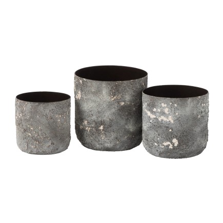 Set di 3 vasi per piante in metallo grigio 18x18x18,5 cm