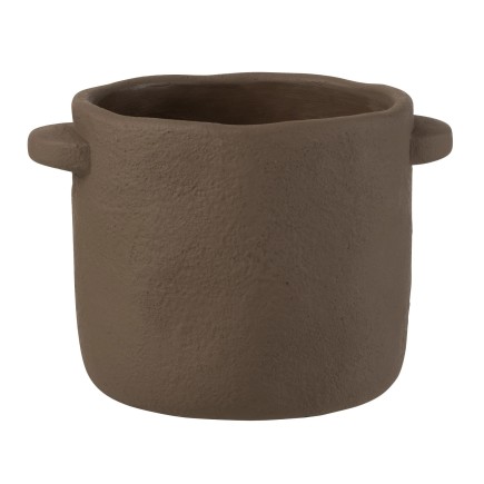 Vaso in ceramica marrone 18x14,5x12,5 cm