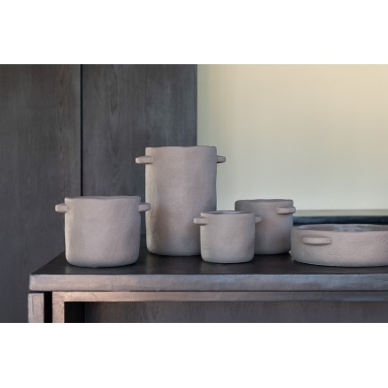 Vaso in ceramica marrone 18x14,5x12,5 cm