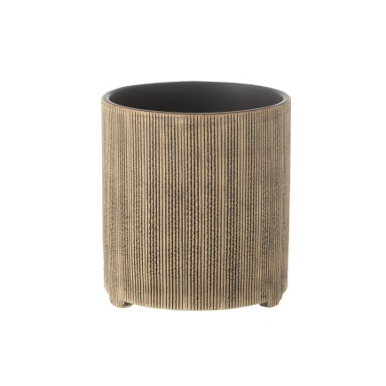 Vaso di fiori rotonda in ceramica marrone 14,5x14,5x15,5 cm