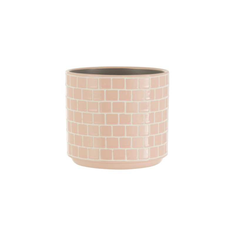 Macetero de cerámica rosa de 14x14x12.5 cm Macetero de cerámica rosa de 14x14x12.5 cm