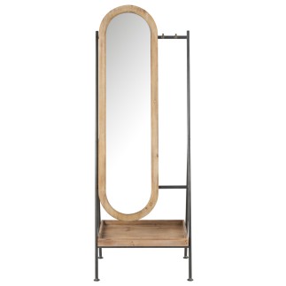 Miroir sur pied avec étagère en bois marron 60x40x170 cm