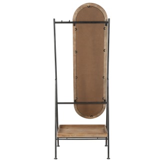 Miroir sur pied avec étagère en bois marron 60x40x170 cm