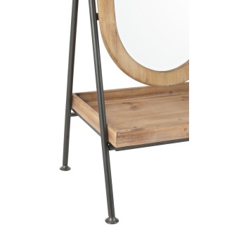 Miroir sur pied avec étagère en bois marron 60x40x170 cm