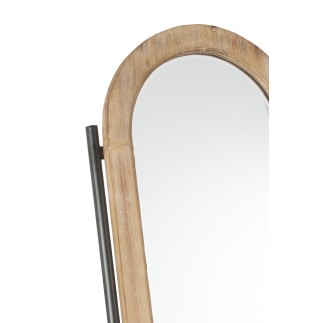 Miroir sur pied avec étagère en bois marron 60x40x170 cm