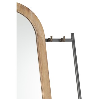 Miroir sur pied avec étagère en bois marron 60x40x170 cm