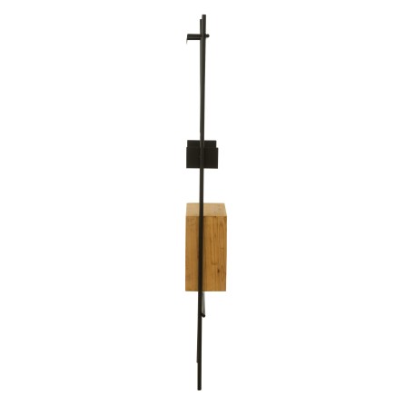 Étagère murale avec miroir en métal noir 47x20x180 cm
