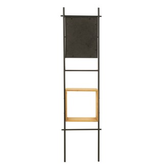 Étagère murale avec miroir en métal noir 47x20x180 cm