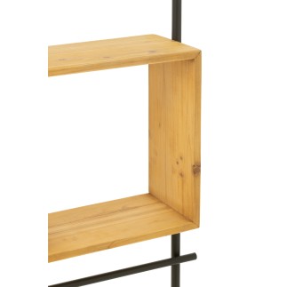 Étagère murale avec miroir en métal noir 47x20x180 cm