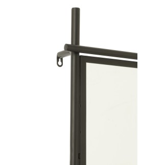 Étagère murale avec miroir en métal noir 47x20x180 cm