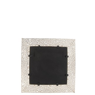 Espejo cuadrado con decoración de coral en metal champán 71x1x71cm.