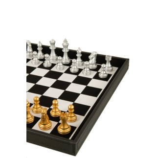 Boite de jeux de cartes et échecs en bois noir 35x35x10 cm