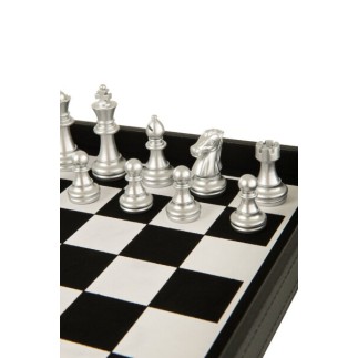 Boite de jeux de cartes et échecs en bois noir 35x35x10 cm