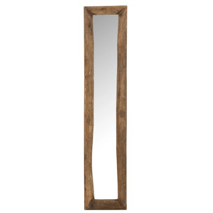 Espejo de pared de madera marrón 120x24x5 cm