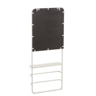 Porte serviette avec miroir et tablette en métal blanc 40x13x100 cm