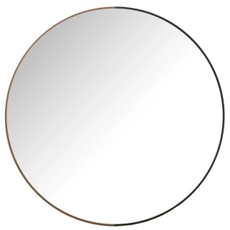 Miroir rond en bois et métal noir L40*l40*H3cm